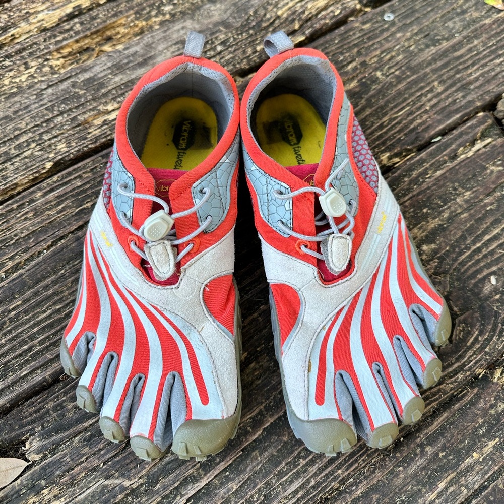 Vibram Orange and Gray Five-Finger Shoes